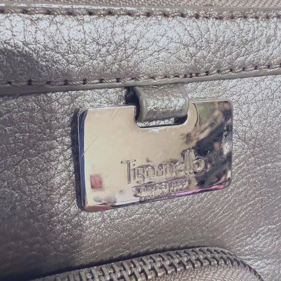 Tignaello Small Metallic Silver Pebble Leather Wallet Pocket Purse/Crossbody - Picture 15 of 16